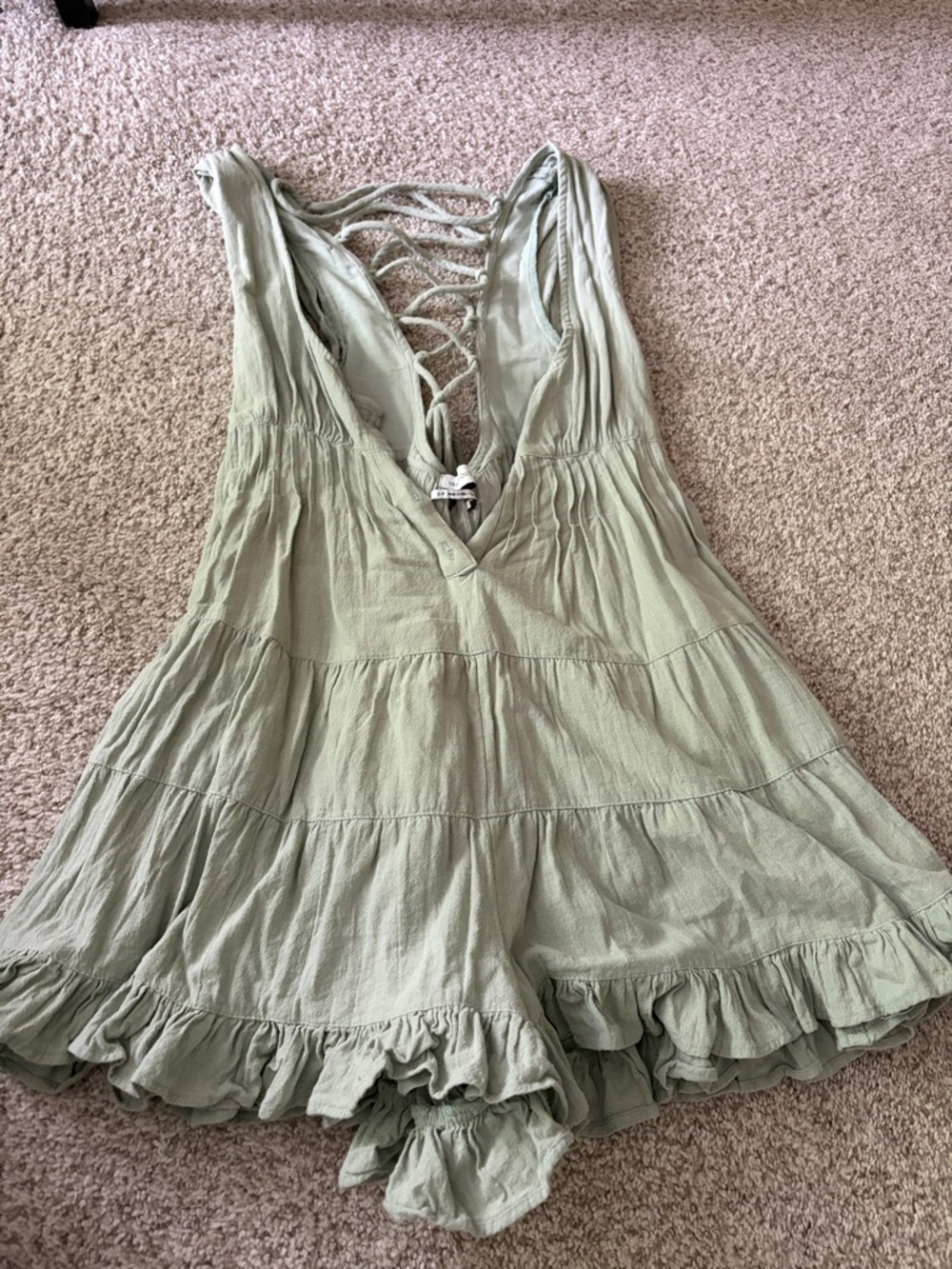 Urban Outfitters Sage Green Button-Front Romper